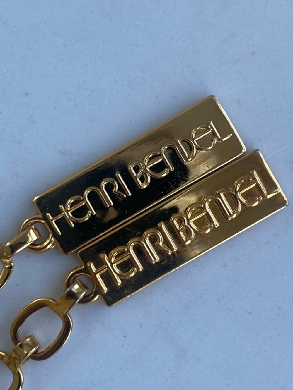 Henri Bendel Centennial Stripe Cosmetic Bag Set RARE gold tone logo zipper pull - Picture 4 of 12